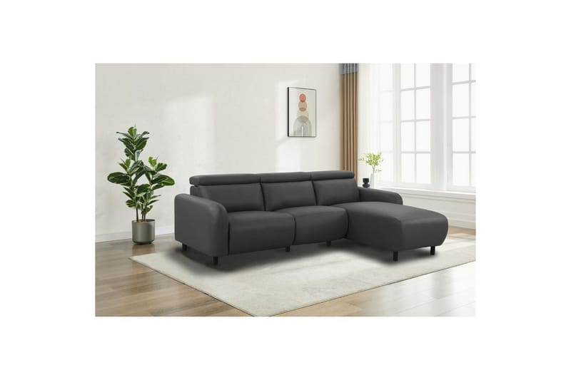 Kulmarecliner-sohva Loft24 Kulmasohva Loft24 Skaane sähköisellä lepotuolilla Grå Höger Konstläder - Huonekalut - Sohva - Mekanismisohva