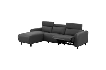 Kulmarecliner-sohva Loft24 Kulmasohva Loft24 Skaane sähköisellä lepotuolilla Harmaa Vasenkätinen Keinonahka - Huonekalut - Sohva - Nahkasohva