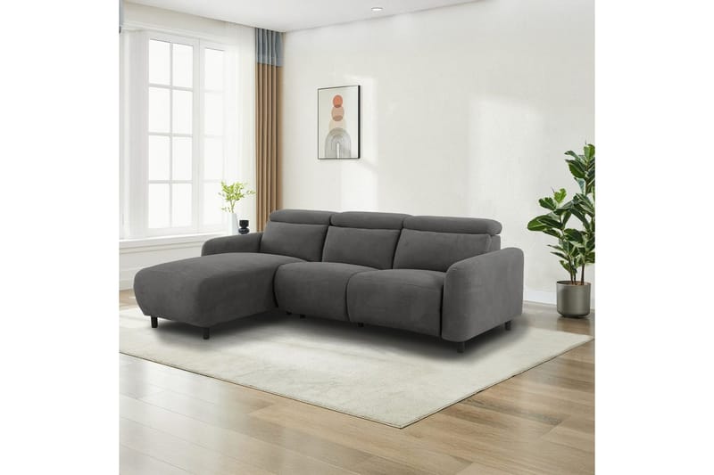 Kulmarecliner-sohva Loft24 Kulmasohva Loft24 Skaane sähköisellä lepotuolilla Harmaa1 Oikeakätinen Manchester - Huonekalut - Sohva - Mekanismisohva