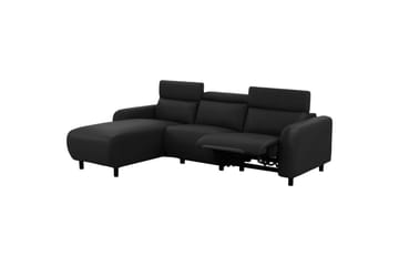 Kulmarecliner-sohva Loft24 Kulmasohva Loft24 Skaane sähköisellä lepotuolilla Musta Vasenkätinen Keinonahka - Huonekalut - Sohva - Nahkasohva
