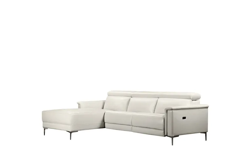Kulmareclinersohva Loft24 Kulmasohva 3-istuttava Lund Cream White Vänster - Huonekalut - Sohva - Nahkasohva