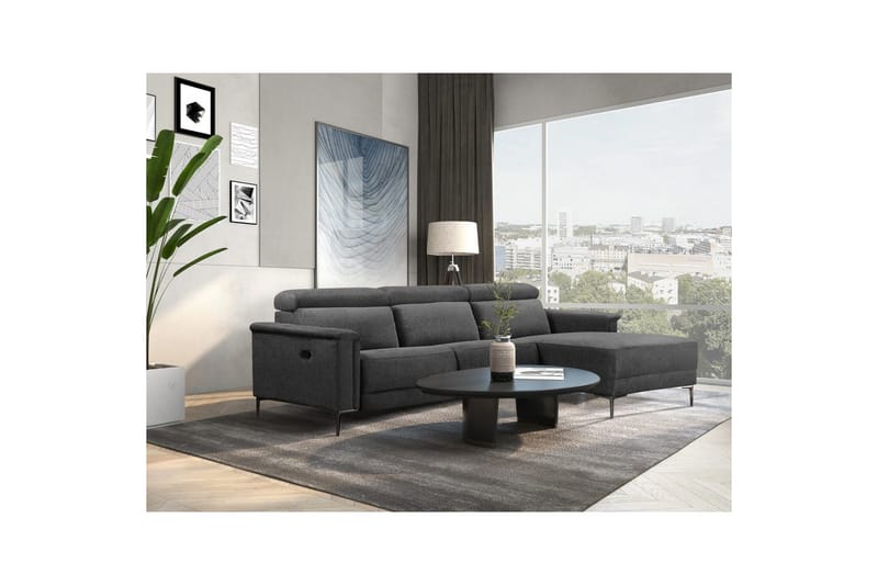 Kulmasohva 3-istuttava Lund Antrasiitti, Belfast-kangas, Manuaalinen oikea lepohuone - Antrasiitti, Belfast-kangas, Manuaalinen oikea lepohuone - Huonekalut - Sohva - Mekanismisohva