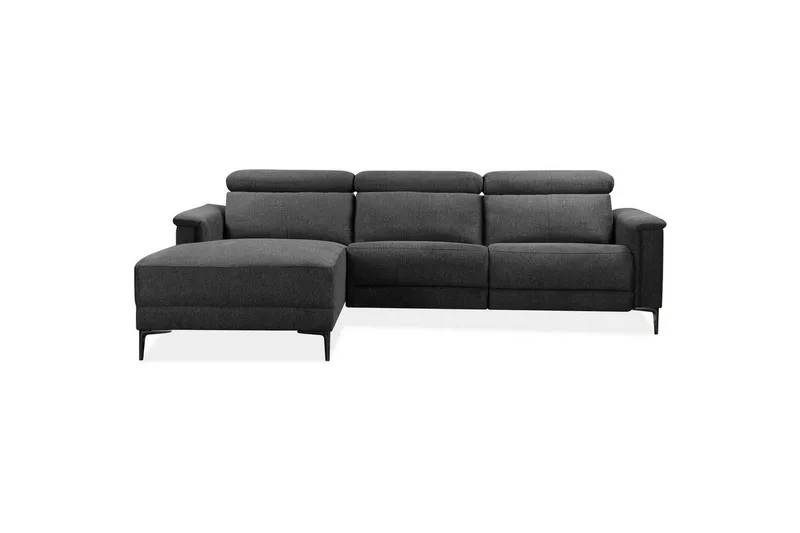 Kulmasohva 3-istuttava Lund Antrasiitti, Belfast-kangas, Vasen Sähkökäyttöinen Levitettävä Tuoli - Antrasiitti, Belfast-kangas, Vasen Sähkökäyttöinen Levitettävä Tuoli - Huonekalut - Sohva - Mekanismisohva