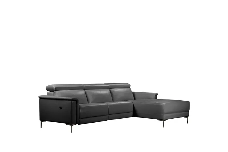 Kulmasohva 3-istuttava Lund Harmaa, Nahka/PU, Sähköinen oikea lepohuone - Harmaa, Nahka/PU, Sähköinen oikea lepohuone - Huonekalut - Sohva - Nahkasohva