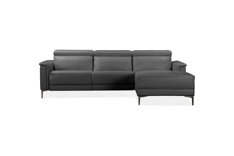 Kulmasohva 3-istuttava Lund Harmaa, Nahka/PU, Sähköinen oikea lepohuone - Harmaa, Nahka/PU, Sähköinen oikea lepohuone - Huonekalut - Sohva - Nahkasohva