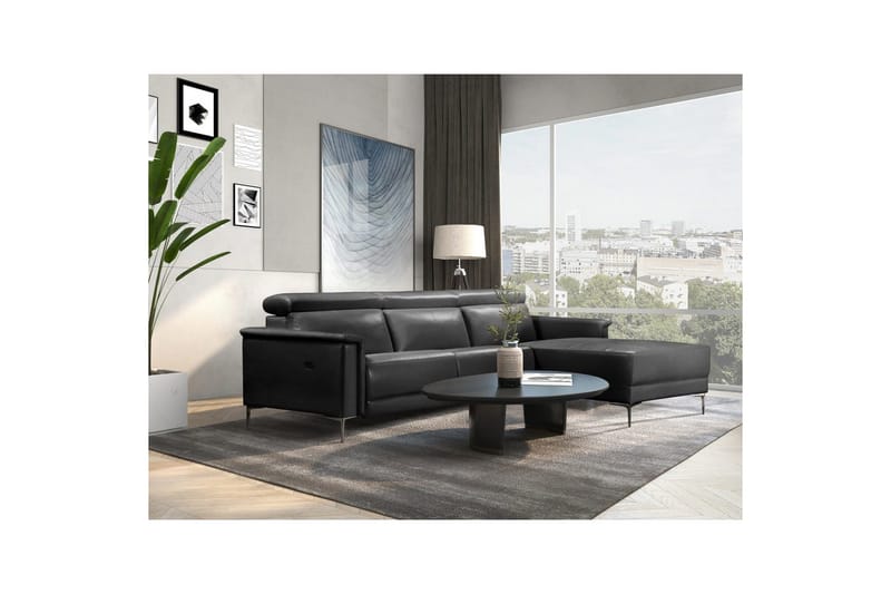 Kulmasohva 3-istuttava Lund Harmaa, Nahka/PU, Sähköinen oikea lepohuone - Harmaa, Nahka/PU, Sähköinen oikea lepohuone - Huonekalut - Sohva - Nahkasohva