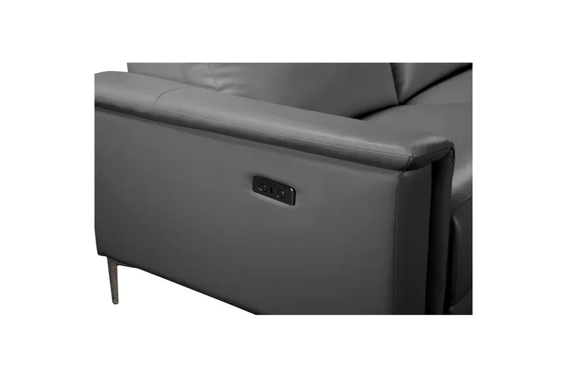 Kulmasohva 3-istuttava Lund Harmaa, Nahka/PU, Sähköinen oikea lepohuone - Harmaa, Nahka/PU, Sähköinen oikea lepohuone - Huonekalut - Sohva - Nahkasohva