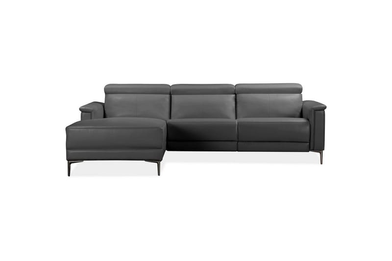 Kulmasohva 3-istuttava Lund Harmaa, Nahka/PU, Vasen Manuaalinen Levitettävä Tuoli - Harmaa, Nahka/PU, Vasen Manuaalinen Levitettävä Tuoli - Huonekalut - Sohva - Nahkasohva