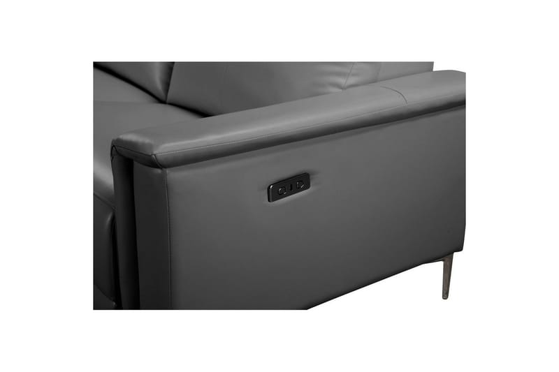 Kulmasohva 3-istuttava Lund Harmaa, Nahka/PU, Vasen Sähkökäyttöinen Levitettävä Tuoli - Harmaa, Nahka/PU, Vasen Sähkökäyttöinen Levitettävä Tuoli - Huonekalut - Sohva - Nahkasohva