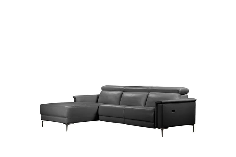 Kulmasohva 3-istuttava Lund Harmaa, PU, Vasen Sähkökäyttöinen Levitettävä Tuoli, Harmaa, PU, Vasen Sähkökäyttöinen Levitettävä Tuoli