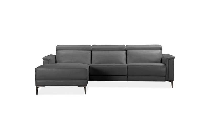 Kulmasohva 3-istuttava Lund Harmaa, PU, Vasen Manuaalinen Levitettävä Tuoli - Harmaa, PU, Vasen Manuaalinen Levitettävä Tuoli - Huonekalut - Sohva - Nahkasohva