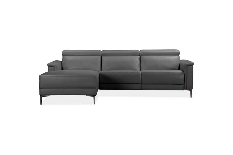 Kulmasohva 3-istuttava Lund Harmaa, PU, Vasen Sähkökäyttöinen Levitettävä Tuoli - Harmaa, PU, Vasen Sähkökäyttöinen Levitettävä Tuoli - Huonekalut - Sohva - Nahkasohva