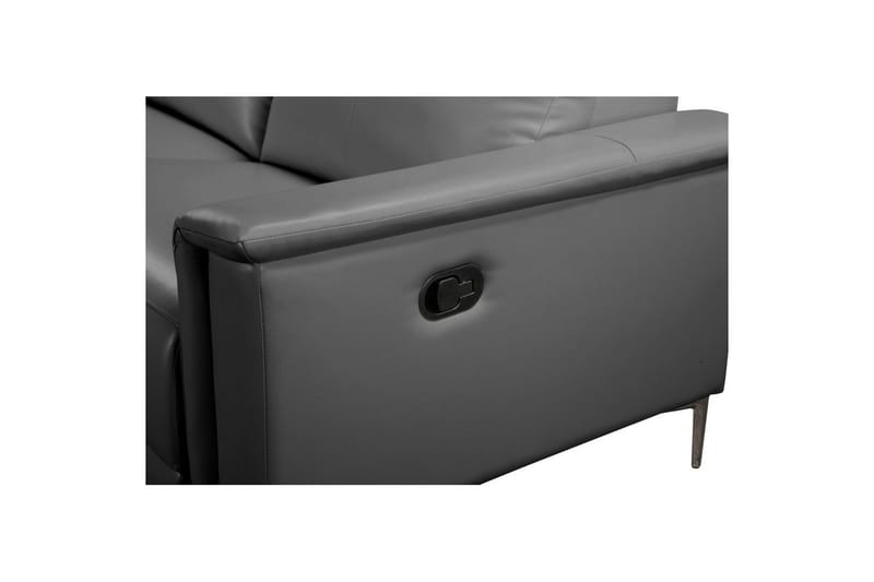 Kulmasohva 3-istuttava Lund Harmaa, PU, Vasen Manuaalinen Levitettävä Tuoli - Harmaa, PU, Vasen Manuaalinen Levitettävä Tuoli - Huonekalut - Sohva - Nahkasohva