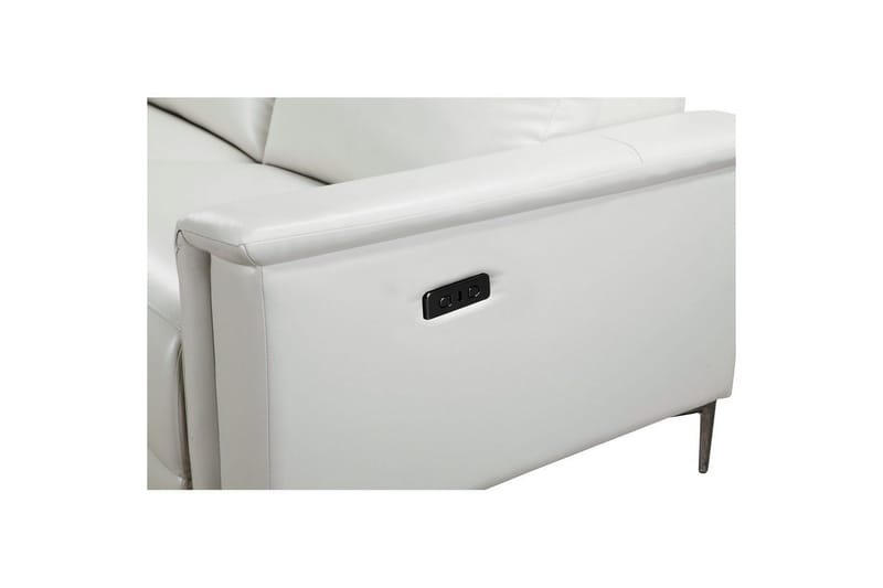 Kulmasohva 3-istuttava Lund Kermanvärinen, PU, Vasen Sähkökäyttöinen Levitettävä Tuoli - Kermanvärinen, PU, Vasen Sähkökäyttöinen Levitettävä Tuoli - Huonekalut - Sohva - Nahkasohva