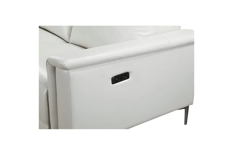 Kulmasohva 3-istuttava Lund Kermanvärinen, PU, Vasen Sähkökäyttöinen Levitettävä Tuoli - Kermanvärinen, PU, Vasen Sähkökäyttöinen Levitettävä Tuoli - Huonekalut - Sohva - Nahkasohva