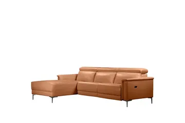 Kulmasohva 3-istuttava Lund Konjakki, PU, Vasen Sähkökäyttöinen Levitettävä Tuoli