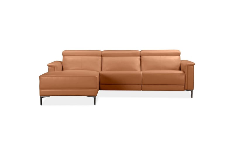 Kulmasohva 3-istuttava Lund Konjakki, PU, Vasen Sähkökäyttöinen Levitettävä Tuoli - Konjakki, PU, Vasen Sähkökäyttöinen Levitettävä Tuoli - Huonekalut - Sohva - Nahkasohva