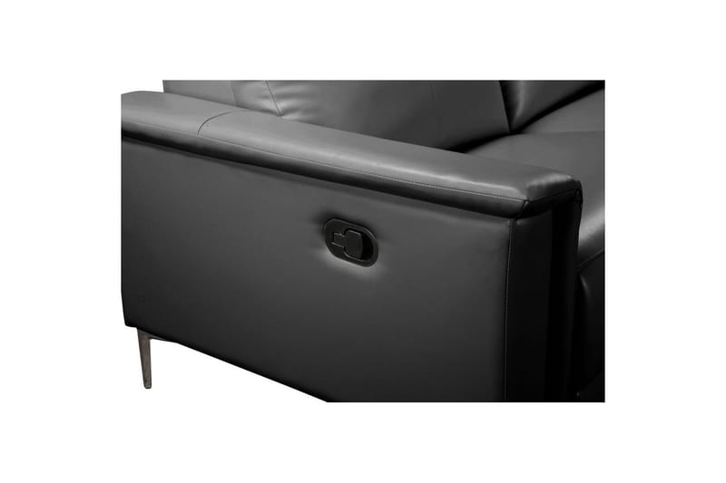 Kulmasohva 3-istuttava Lund Musta, Nahka/PU, Manuaalinen oikea lepohuone - Musta, Nahka/PU, Manuaalinen oikea lepohuone - Huonekalut - Sohva - Nahkasohva