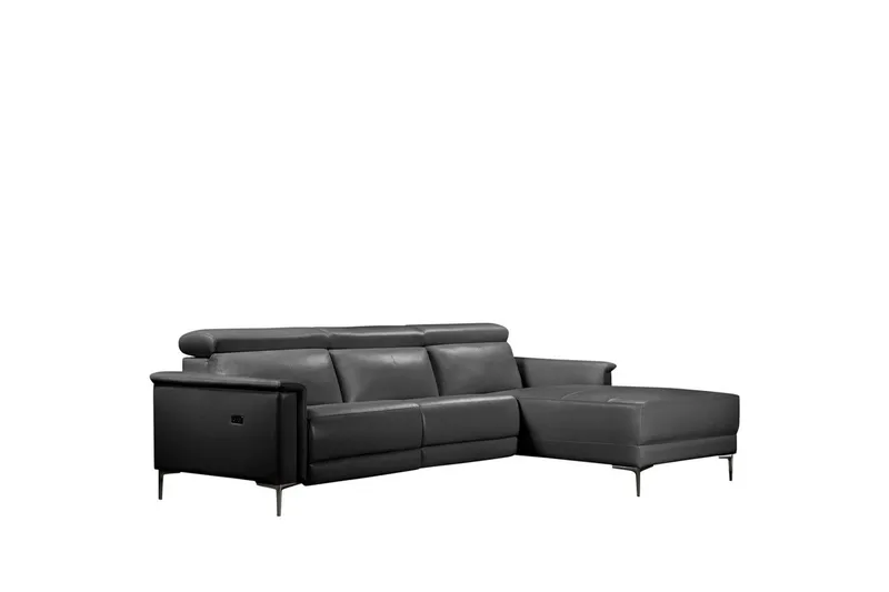 Kulmasohva 3-istuttava Lund Musta, Nahka/PU, Sähköinen oikea lepohuone - Musta, Nahka/PU, Sähköinen oikea lepohuone - Huonekalut - Sohva - Nahkasohva