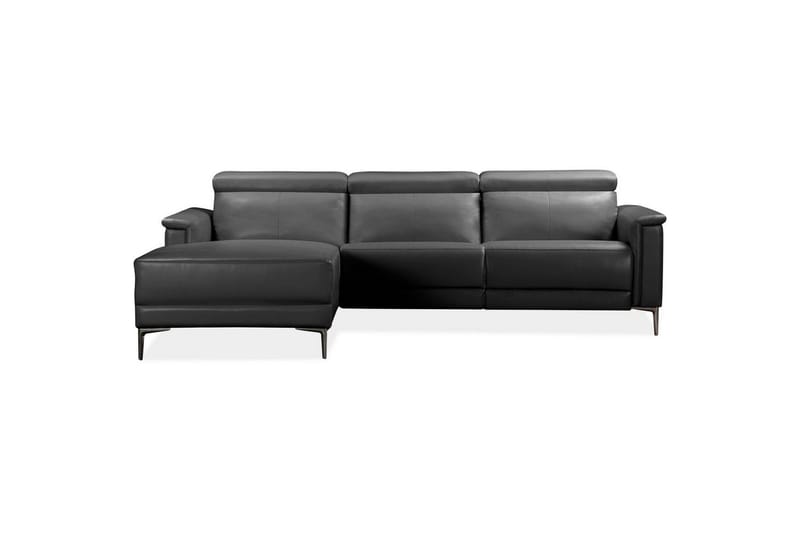 Kulmasohva 3-istuttava Lund Musta, Nahka/PU, Vasen Manuaalinen Levitettävä Tuoli - Musta, Nahka/PU, Vasen Manuaalinen Levitettävä Tuoli - Huonekalut - Sohva - Nahkasohva