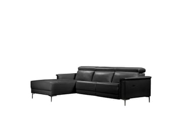 Kulmasohva 3-istuttava Lund Musta, PU, Vasen Sähkökäyttöinen Levitettävä Tuoli