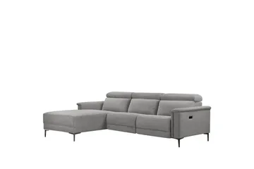 Kulmasohva 3-istuttava Lund Vaaleanharmaa, Belfast-kangas, Vasen Sähkökäyttöinen Levitettävä Tuoli
