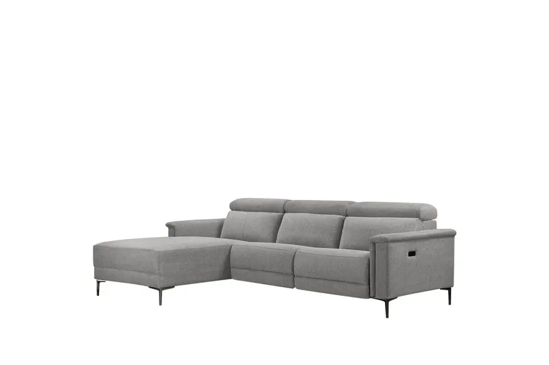 Kulmasohva 3-istuttava Lund Vaaleanharmaa, Belfast-kangas, Vasen Sähkökäyttöinen Levitettävä Tuoli - Vaaleanharmaa, Belfast-kangas, Vasen Sähkökäyttöinen Levitettävä Tuoli - Huonekalut - Sohva - Mekanismisohva
