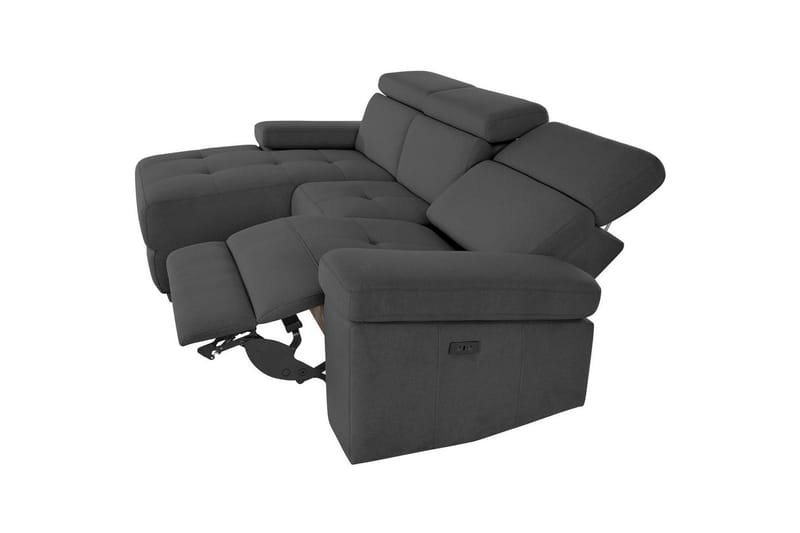 Kulmasohva 3-istuttava Rayland Antrasiitti, Sunday-kangas, Vasen Sähkökäyttöinen Levitettävä Tuoli - Antrasiitti, Sunday-kangas, Vasen Sähkökäyttöinen Levitettävä Tuoli - Huonekalut - Sohva - Mekanismisohva