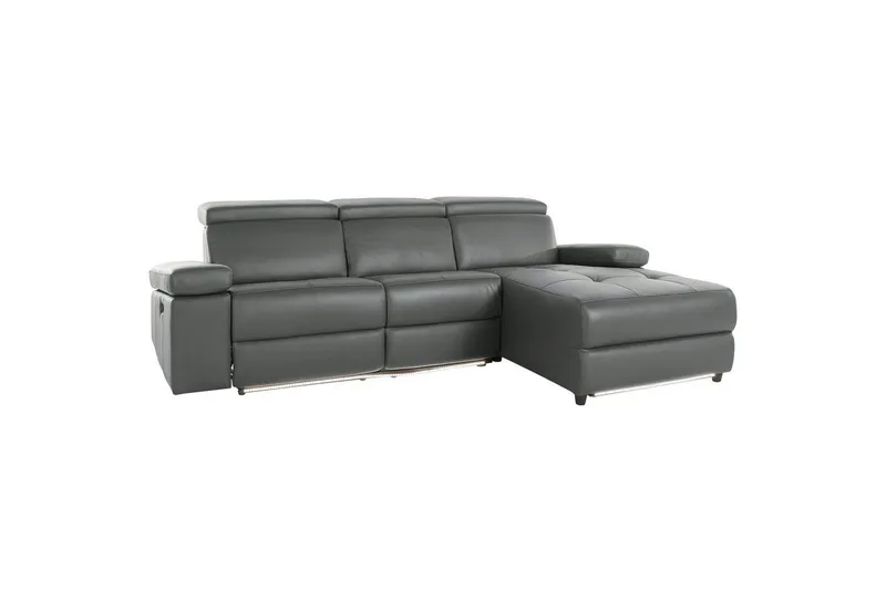 Kulmasohva 3-istuttava Rayland Harmaa, Nahka/PU, Manuaalinen oikea lepohuone, Harmaa, Nahka/PU, Manuaalinen oikea lepohuone