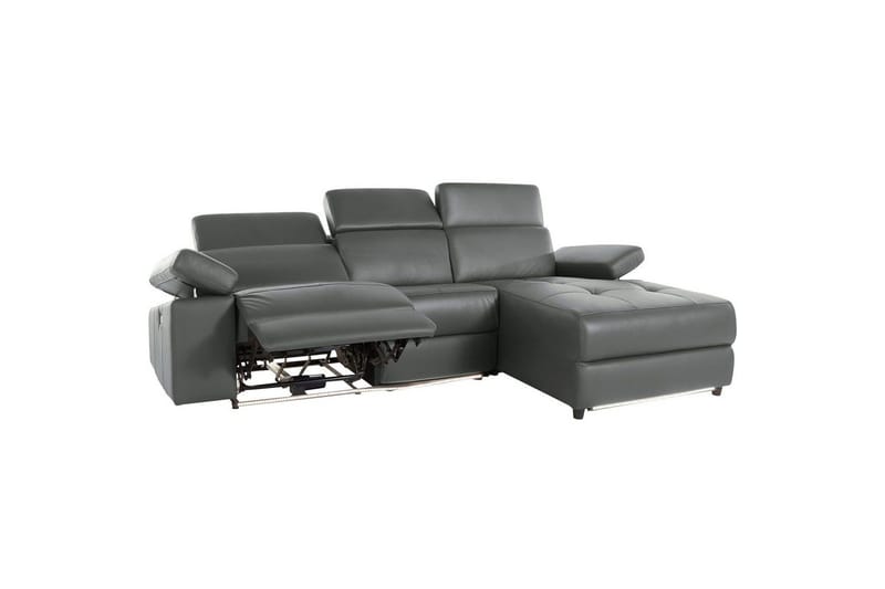 Kulmasohva 3-istuttava Rayland Harmaa, Nahka/PU, Sähköinen oikea lepohuone - Harmaa, Nahka/PU, Sähköinen oikea lepohuone - Huonekalut - Sohva - Nahkasohva
