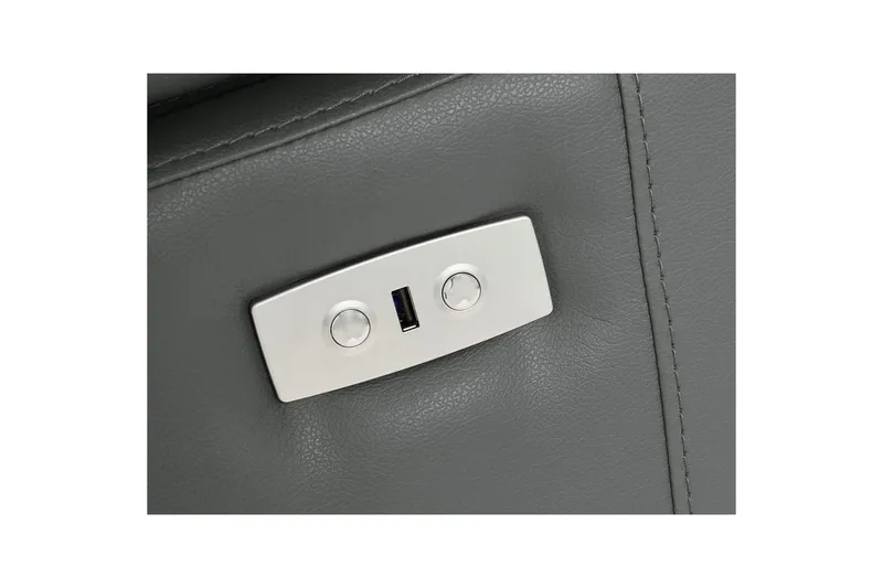 Kulmasohva 3-istuttava Rayland Harmaa, Nahka/PU, Sähköinen oikea lepohuone - Harmaa, Nahka/PU, Sähköinen oikea lepohuone - Huonekalut - Sohva - Nahkasohva