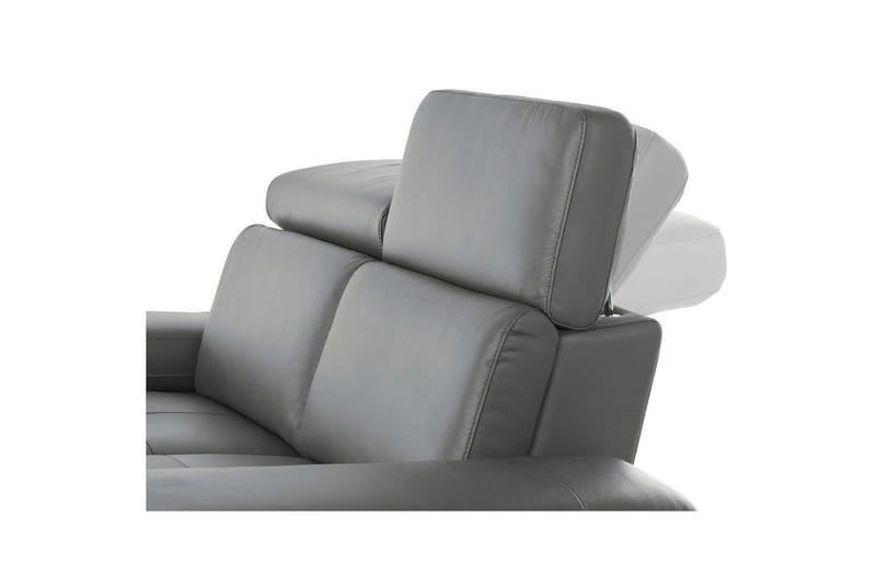Kulmasohva 3-istuttava Rayland Harmaa, Nahka/PU, Vasen Sähkökäyttöinen Levitettävä Tuoli - Harmaa, Nahka/PU, Vasen Sähkökäyttöinen Levitettävä Tuoli - Huonekalut - Sohva - Nahkasohva