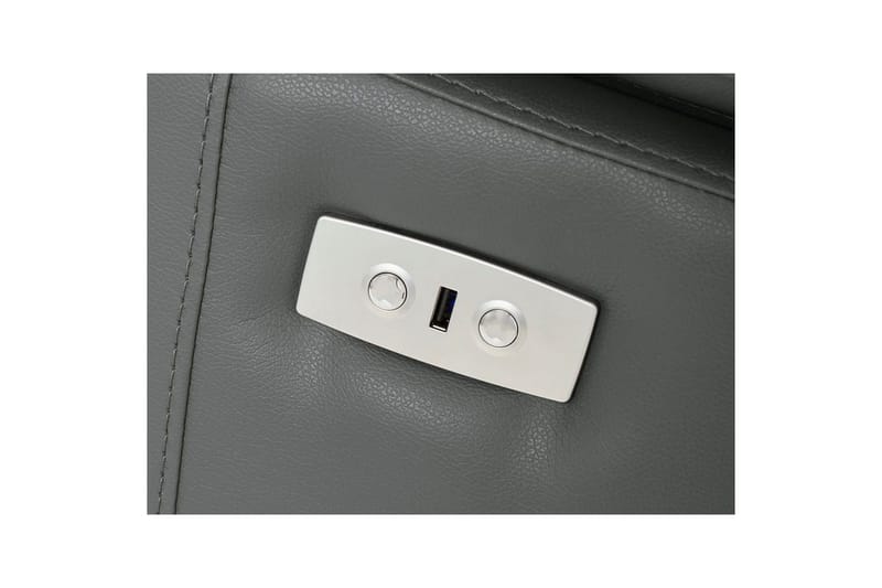 Kulmasohva 3-istuttava Rayland Harmaa, Nahka/PU, Vasen Sähkökäyttöinen Levitettävä Tuoli - Harmaa, Nahka/PU, Vasen Sähkökäyttöinen Levitettävä Tuoli - Huonekalut - Sohva - Nahkasohva