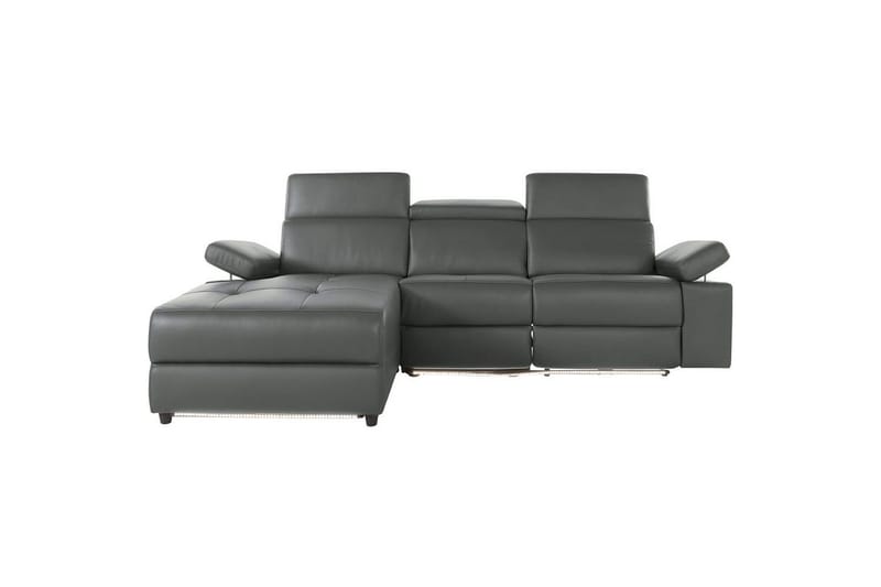 Kulmasohva 3-istuttava Rayland Harmaa, Nahka/PU, Vasen Sähkökäyttöinen Levitettävä Tuoli - Harmaa, Nahka/PU, Vasen Sähkökäyttöinen Levitettävä Tuoli - Huonekalut - Sohva - Nahkasohva