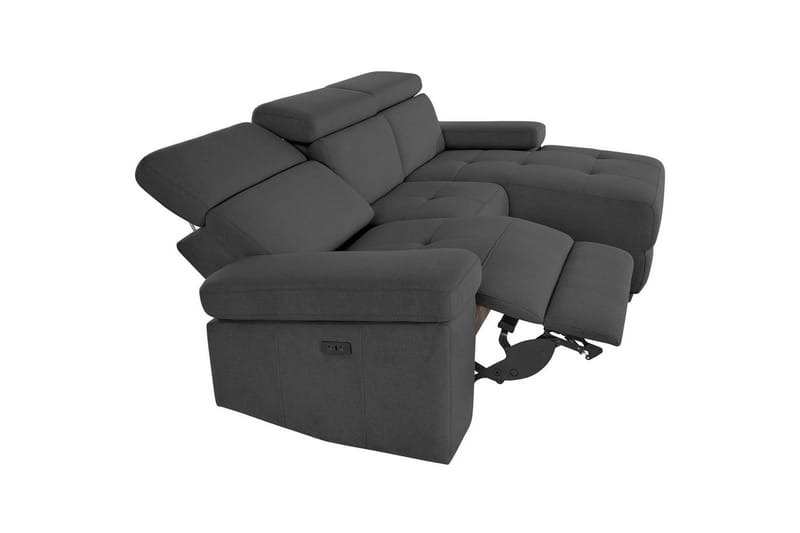 Kulmasohva 3-istuttava Rayland Harmaa, Sunday-kangas, Sähköinen oikea lepohuone - Harmaa, Sunday-kangas, Sähköinen oikea lepohuone - Huonekalut - Sohva - Mekanismisohva