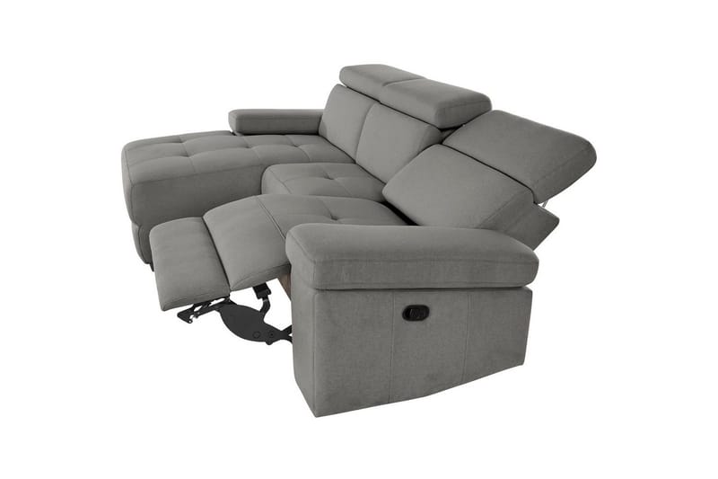 Kulmasohva 3-istuttava Rayland Harmaa, Sunday-kangas, Vasen Manuaalinen Levitettävä Tuoli - Harmaa, Sunday-kangas, Vasen Manuaalinen Levitettävä Tuoli - Huonekalut - Sohva - Mekanismisohva