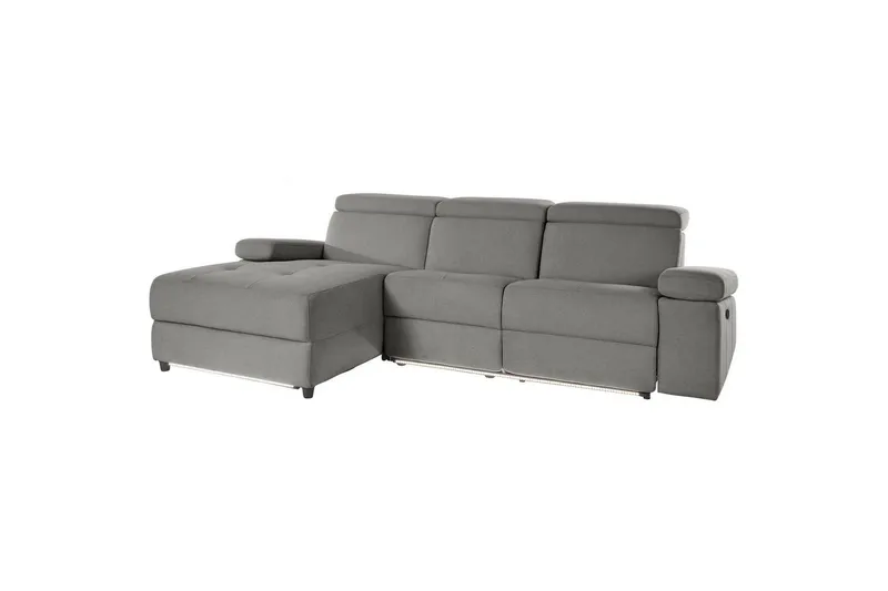 Kulmasohva 3-istuttava Rayland Harmaa, Sunday-kangas, Vasen Manuaalinen Levitettävä Tuoli - Harmaa, Sunday-kangas, Vasen Manuaalinen Levitettävä Tuoli - Huonekalut - Sohva - Mekanismisohva