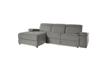 Kulmasohva 3-istuttava Rayland Harmaa, Sunday-kangas, Vasen Sähkökäyttöinen Levitettävä Tuoli