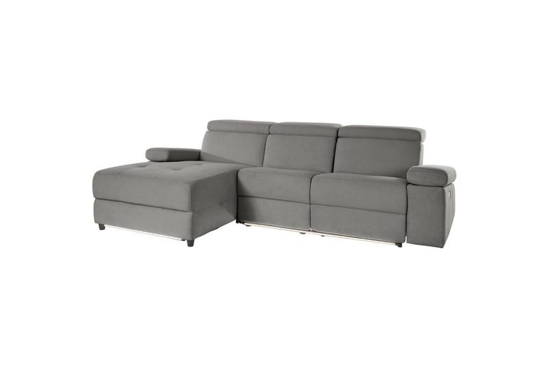Kulmasohva 3-istuttava Rayland Harmaa, Sunday-kangas, Vasen Sähkökäyttöinen Levitettävä Tuoli, Harmaa, Sunday-kangas, Vasen Sähkökäyttöinen Levitettävä Tuoli