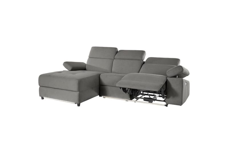 Kulmasohva 3-istuttava Rayland Harmaa, Sunday-kangas, Vasen Sähkökäyttöinen Levitettävä Tuoli - Harmaa, Sunday-kangas, Vasen Sähkökäyttöinen Levitettävä Tuoli - Huonekalut - Sohva - Mekanismisohva