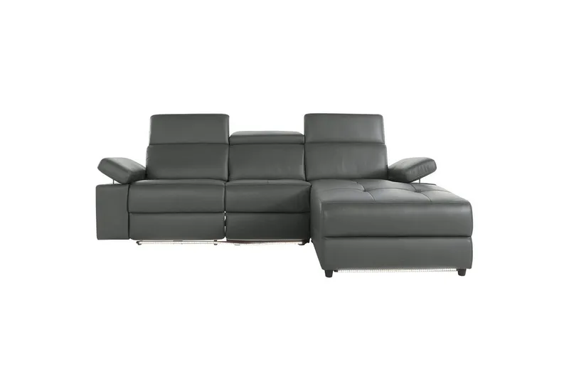 Kulmasohva 3-istuttava Rayland Harmaa, PU, Manuaalinen oikea lepohuone - Harmaa, PU, Manuaalinen oikea lepohuone - Huonekalut - Sohva - Nahkasohva