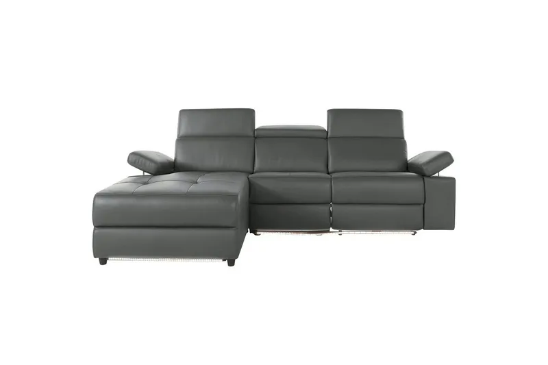 Kulmasohva 3-istuttava Rayland Harmaa, PU, Vasen Manuaalinen Levitettävä Tuoli - Harmaa, PU, Vasen Manuaalinen Levitettävä Tuoli - Huonekalut - Sohva - Nahkasohva