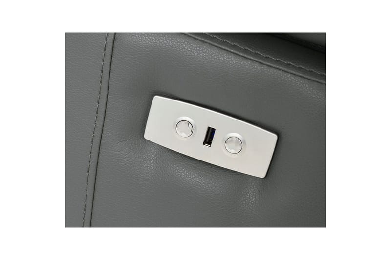 Kulmasohva 3-istuttava Rayland Harmaa, PU, Vasen Sähkökäyttöinen Levitettävä Tuoli - Harmaa, PU, Vasen Sähkökäyttöinen Levitettävä Tuoli - Huonekalut - Sohva - Nahkasohva