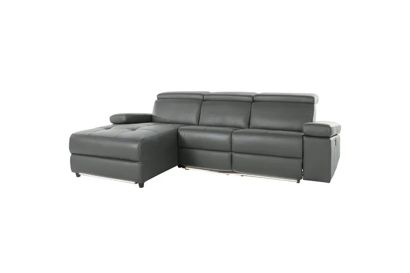 Kulmasohva 3-istuttava Rayland Harmaa, PU, Vasen Sähkökäyttöinen Levitettävä Tuoli, Harmaa, PU, Vasen Sähkökäyttöinen Levitettävä Tuoli