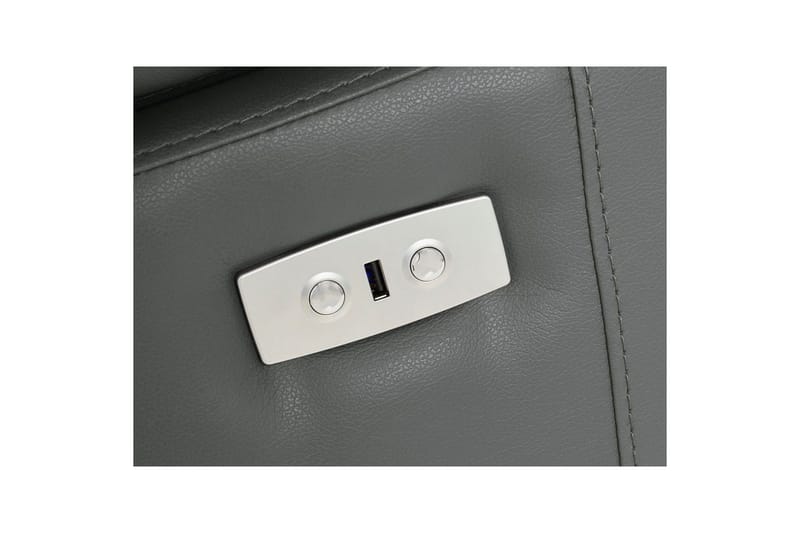 Kulmasohva 3-istuttava Rayland Harmaa, PU, Sähköinen oikea lepohuone - Harmaa, PU, Sähköinen oikea lepohuone - Huonekalut - Sohva - Nahkasohva