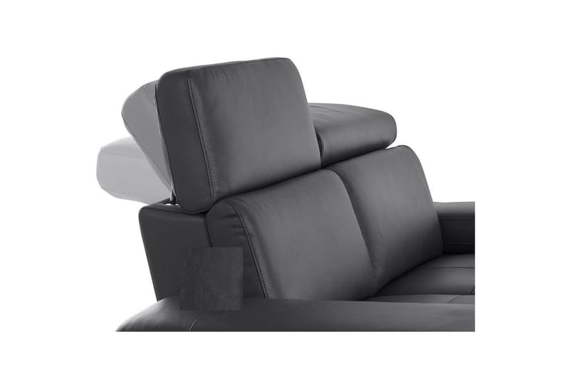 Kulmasohva 3-istuttava Rayland Musta, Nahka/PU, Manuaalinen oikea lepohuone - Musta, Nahka/PU, Manuaalinen oikea lepohuone - Huonekalut - Sohva - Nahkasohva