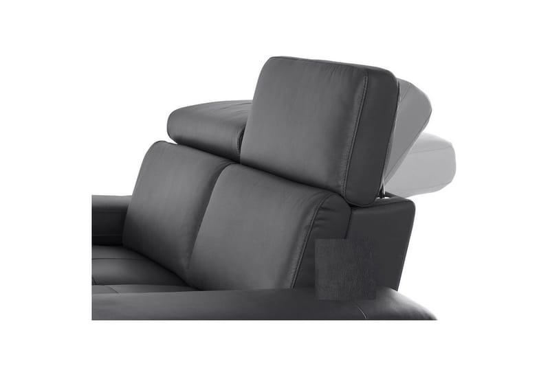 Kulmasohva 3-istuttava Rayland Musta, PU, Vasen Manuaalinen Levitettävä Tuoli - Musta, PU, Vasen Manuaalinen Levitettävä Tuoli - Huonekalut - Sohva - Nahkasohva