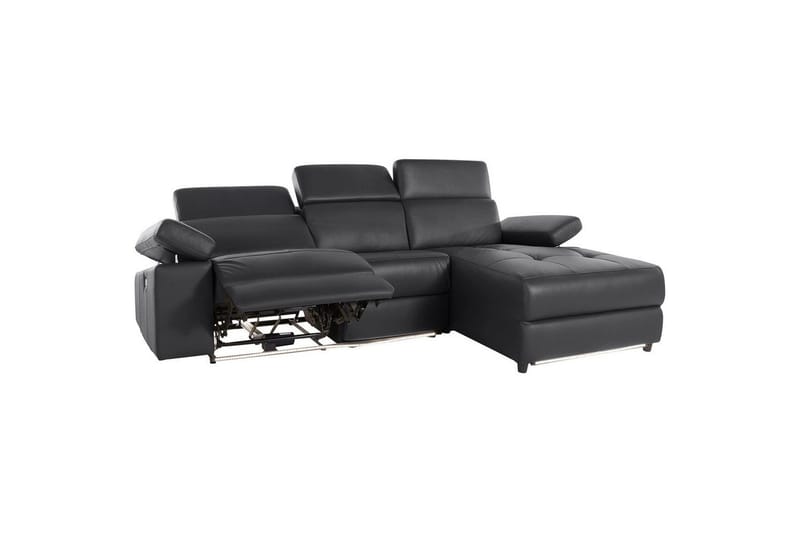Kulmasohva 3-istuttava Rayland Musta, PU, Sähköinen oikea lepohuone - Musta, PU, Sähköinen oikea lepohuone - Huonekalut - Sohva - Nahkasohva