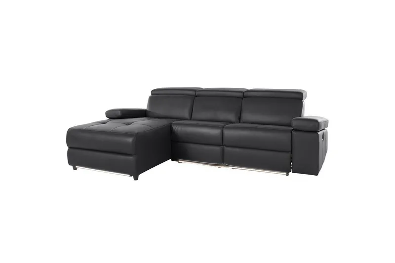 Kulmasohva 3-istuttava Rayland Musta, PU, Vasen Manuaalinen Levitettävä Tuoli, Musta, PU, Vasen Manuaalinen Levitettävä Tuoli