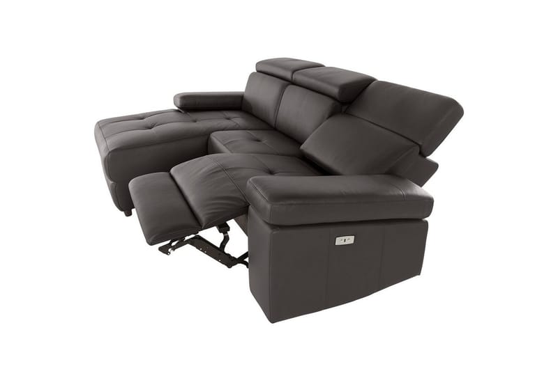 Kulmasohva 3-istuttava Rayland Ruskea, PU, Vasen Sähkökäyttöinen Levitettävä Tuoli - Ruskea, PU, Vasen Sähkökäyttöinen Levitettävä Tuoli - Huonekalut - Sohva - Nahkasohva